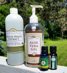 This DIY Cooling Spray is made with aloe vera, witch hazel and essential oils.