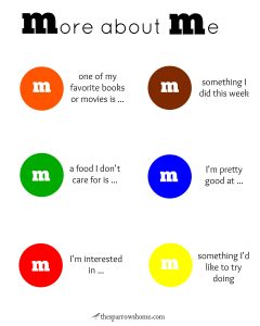 Activities using M&Ms for ice breakers and guided prayer. Free Printables!