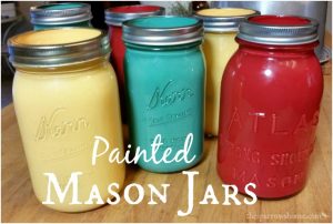 These painted Mason jars are super easy..with very little mess!