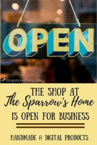 Grand opening of the Shop at The Sparrow's Home. Our first products include handmade herbal salve, and an ebook showing you how to save thousands on college expenses. 