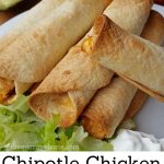 These chipotle chicken taquitos freeze beautifully and bake up crispy and delicious.  Perfect to pull out for a quick lunch or weeknight dinner.